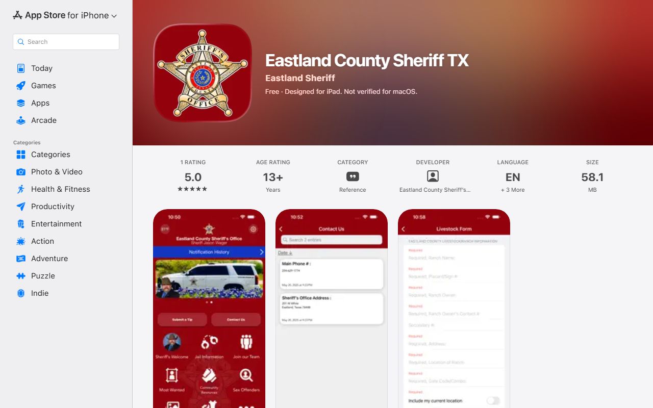 Eastland County Sheriff TX app inmate lookup source